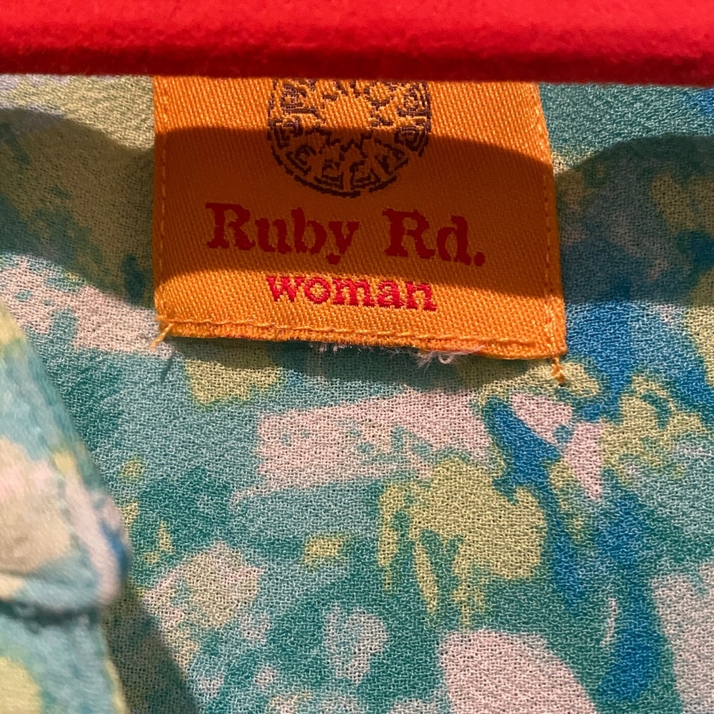 Ruby Rd. Green and Blue Patterned Blouse - Picture 2 of 4